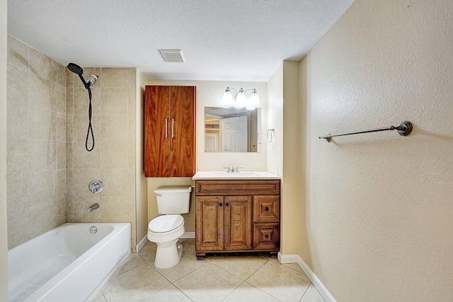 15035 Michelangelo Blvd Unit 106, Delray Beach, FL 33446 - bathroom featuring toilet, vanity, tile patterned floors, tub / shower combination, and baseboards