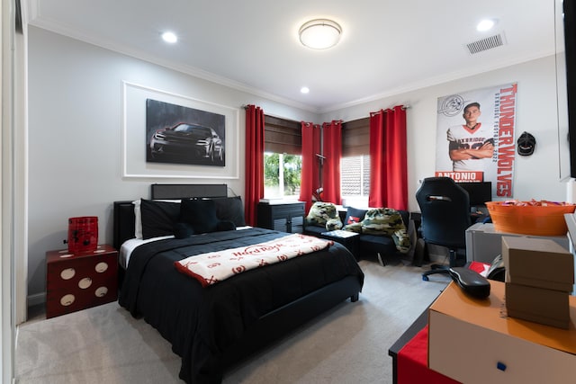 157 Esperanza Way, Palm Beach Gardens, FL 33418 - bedroom with crown molding, carpet, and recessed lighting