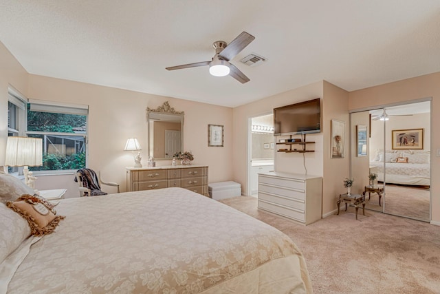 7043 Summer Tree Dr, Boynton Beach, FL 33437 - carpeted bedroom featuring a ceiling fan, ensuite bath, and baseboards