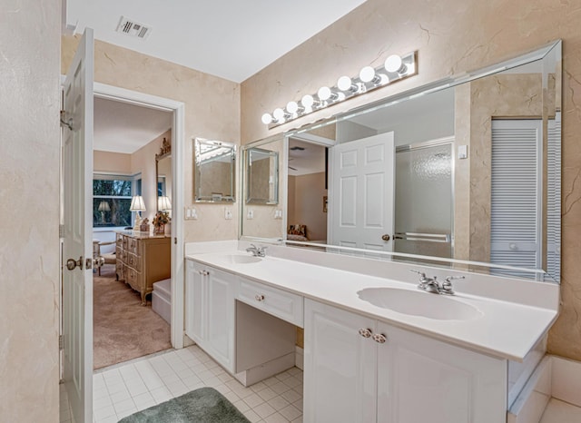 7043 Summer Tree Dr, Boynton Beach, FL 33437 - full bathroom featuring tile patterned floors, double vanity, ensuite bathroom, and an enclosed shower
