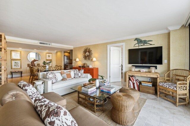 1200 S Flagler Dr Unit 1402, West Palm Beach, FL 33401 - living room with ornamental molding