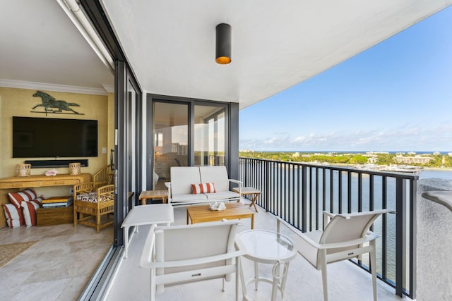 1200 S Flagler Dr Unit 1402, West Palm Beach, FL 33401 - balcony with outdoor lounge area and a water view