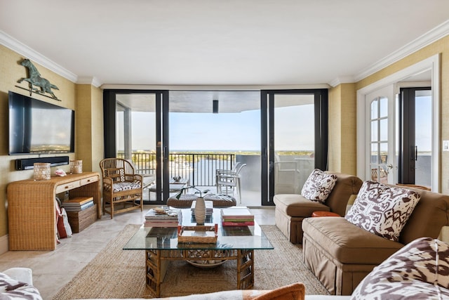 1200 S Flagler Dr Unit 1402, West Palm Beach, FL 33401 - living room with ornamental molding