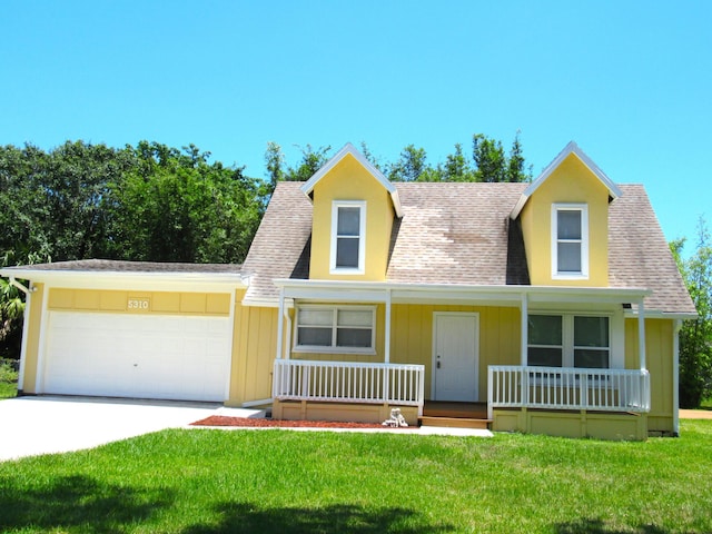 5310 Palm Dr, Fort Pierce, FL 34982 - view of front of property with a shingled roof, covered porch, and a garage