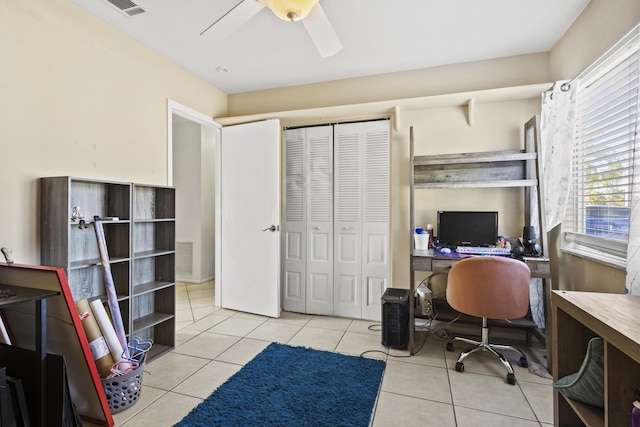 2008 SE Triumph Rd, Port Saint Lucie, FL 34952 - home office with a ceiling fan and tile patterned flooring
