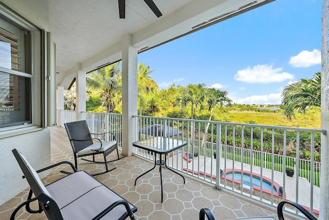 9606 Shepard Pl, Wellington, FL 33414 - balcony with a ceiling fan and a jacuzzi
