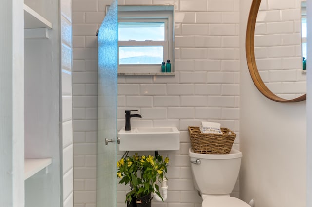 bathroom with a sink, plenty of natural light, and toilet