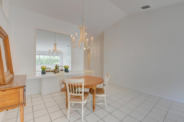 17215 Boca Club Blvd Unit 2, Boca Raton, FL 33487 - dining room featuring a chandelier and vaulted ceiling