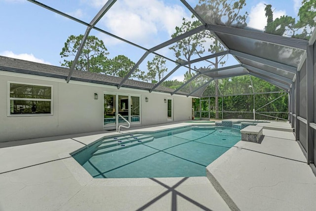 11849 59th St N, Royal Palm Beach, FL 33411 - view of swimming pool with a patio, a pool with connected hot tub, and glass enclosure