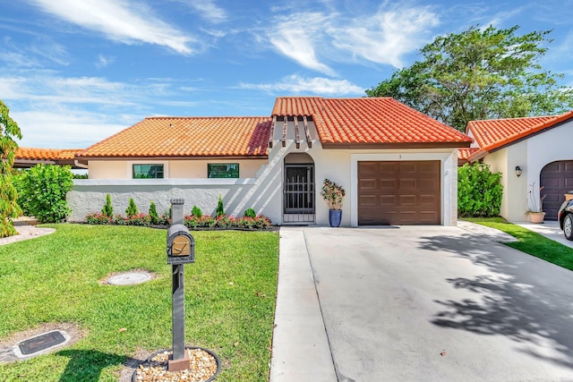 3 Independence Ct, Deerfield Beach, FL 33442 - mediterranean / spanish house featuring driveway, a tile roof, a garage, and stucco siding