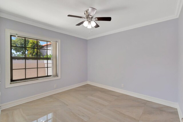 3 Independence Ct, Deerfield Beach, FL 33442 - empty room with crown molding, baseboards, and ceiling fan