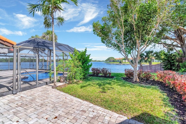 3 Independence Ct, Deerfield Beach, FL 33442 - view of yard featuring a patio, a water view, and a lanai