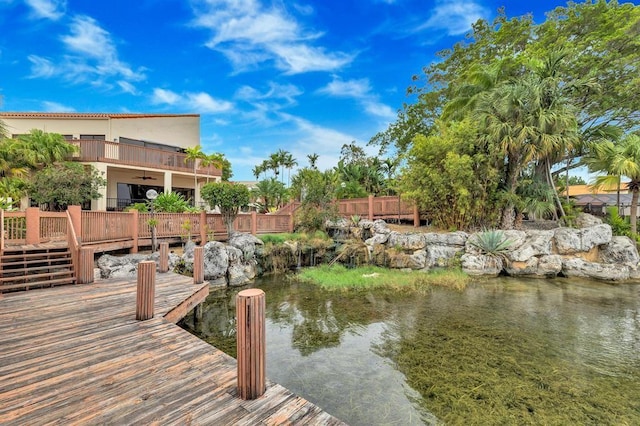 3 Independence Ct, Deerfield Beach, FL 33442 - dock featuring a water view, a balcony, and fence