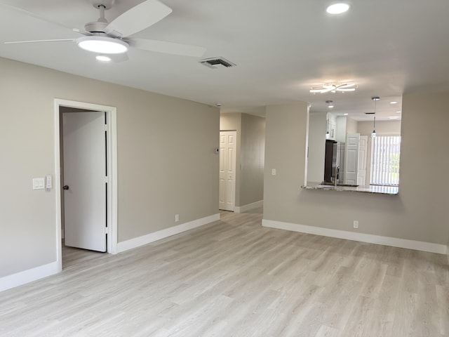 14814 Wildflower Ln, Delray Beach, FL 33446 - unfurnished room with ceiling fan, baseboards, light wood-style flooring, and recessed lighting