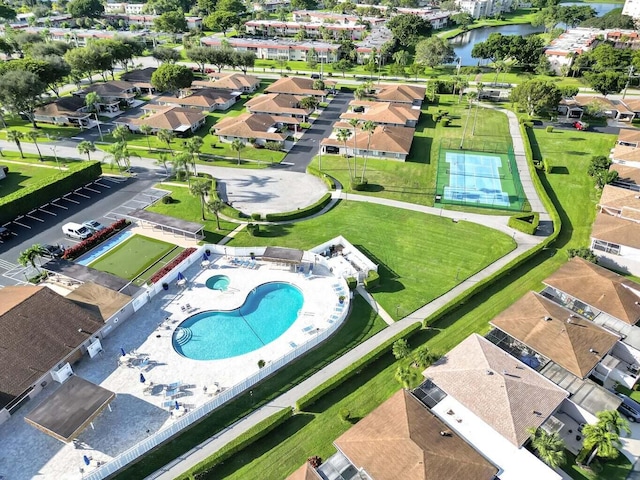 14814 Wildflower Ln, Delray Beach, FL 33446 - aerial view of residential area featuring a pool area and a nearby body of water