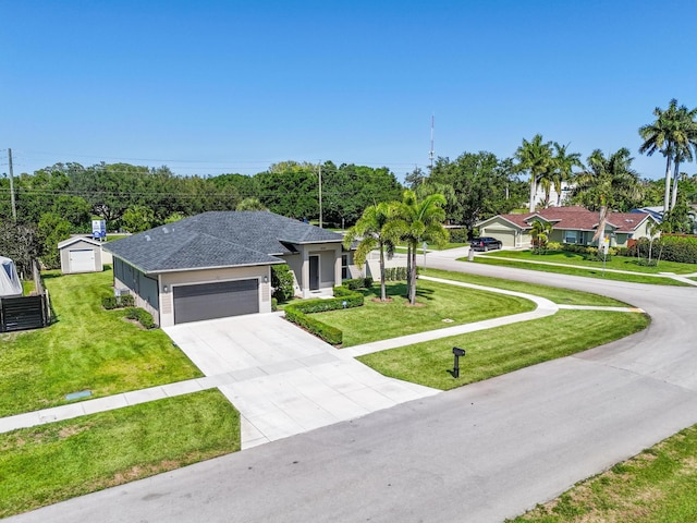 12111 Sugar Pine Trl, Wellington, FL 33414 - view of front of home featuring roof with shingles, an attached garage, driveway, and a front yard