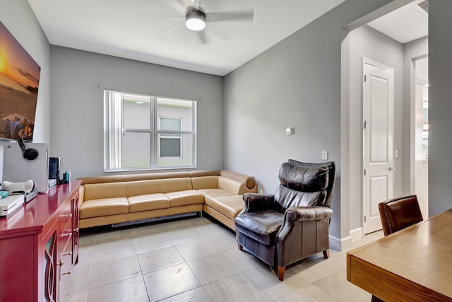 5968 Jasmine Ln, Westlake, FL 33470 - living room featuring ceiling fan and light tile patterned floors
