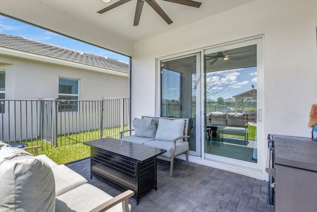 5968 Jasmine Ln, Westlake, FL 33470 - view of patio featuring an outdoor living space and a ceiling fan