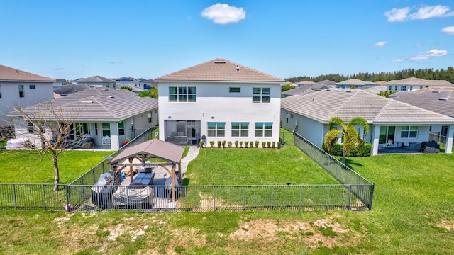 5968 Jasmine Ln, Westlake, FL 33470 - back of house featuring a gazebo, a residential view, a patio area, and stucco siding