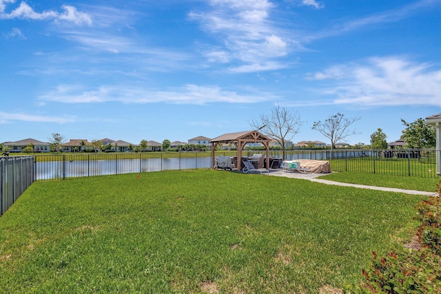 5968 Jasmine Ln, Westlake, FL 33470 - view of yard with a gazebo, a water view, a residential view, and a patio