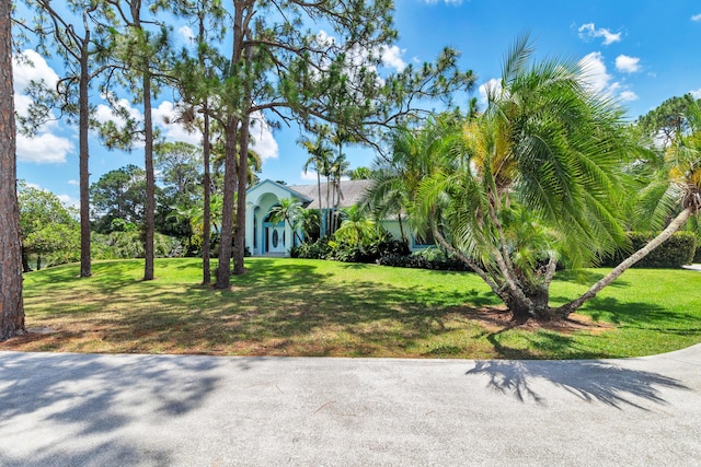 view of front of home with a front lawn