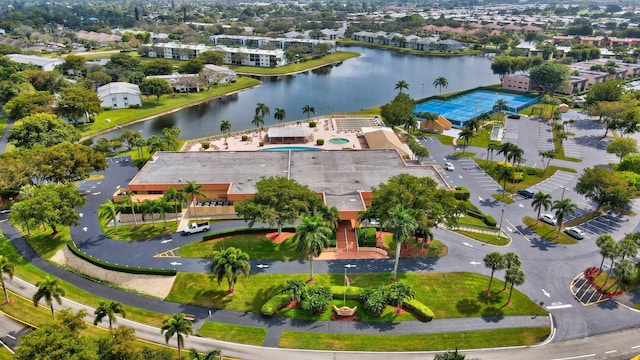 aerial view of a nearby body of water