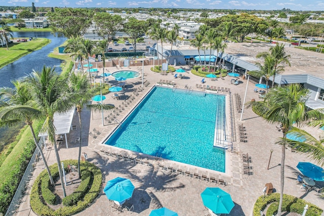 79 Saxony B B, Delray Beach, FL 33446 - community pool featuring a water view and a patio area