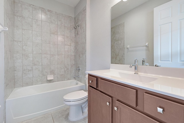 4982 SE Railway Ave, Stuart, FL 34997 - bathroom featuring toilet, vanity, tile patterned floors, and shower / bathtub combination