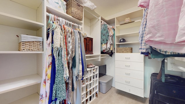walk in closet featuring wood finished floors