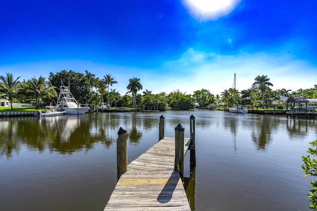 dock area featuring a water view