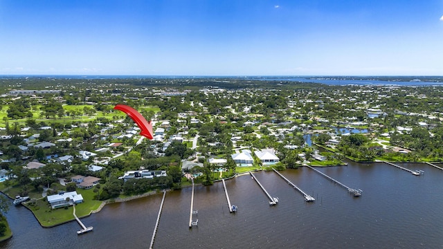 drone / aerial view of a nearby body of water