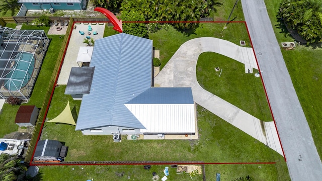 aerial overview of property's location featuring property boundaries highlighted