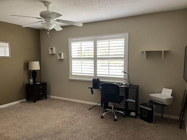 13852 Via Flora Unit A, Delray Beach, FL 33484 - carpeted office with ceiling fan, a textured ceiling, and baseboards