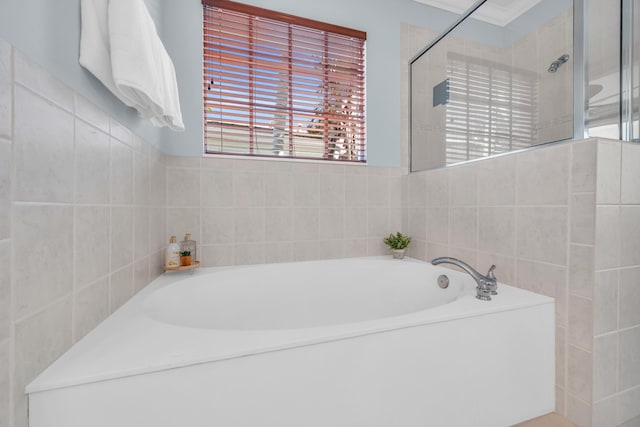 1909 Flower Dr, Palm Beach Gardens, FL 33410 - full bathroom with a garden tub and tiled shower