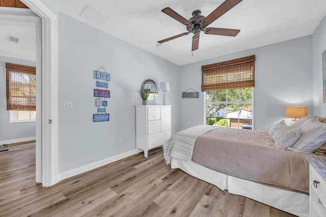 1909 Flower Dr, Palm Beach Gardens, FL 33410 - bedroom with light wood-style floors and a ceiling fan