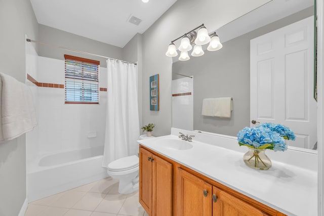 1909 Flower Dr, Palm Beach Gardens, FL 33410 - bathroom with vanity, shower / bath combination with curtain, and tile patterned floors