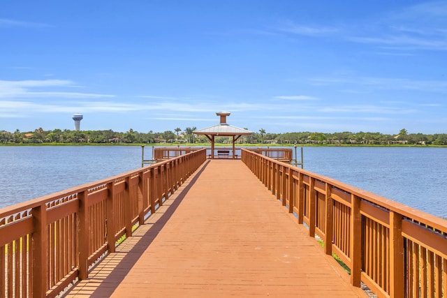 1909 Flower Dr, Palm Beach Gardens, FL 33410 - dock area featuring a gazebo and a water view