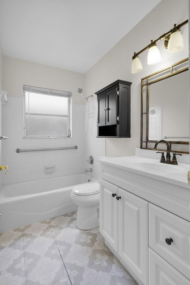 8888 SE Colony St, Hobe Sound, FL 33455 - full bathroom with  shower combination, toilet, vanity, and tile patterned flooring