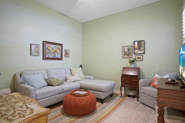 living area with light wood-type flooring