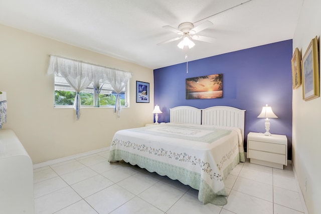 2151 NE 1st Ct Unit 102, Boynton Beach, FL 33435 - tiled bedroom featuring baseboards and ceiling fan