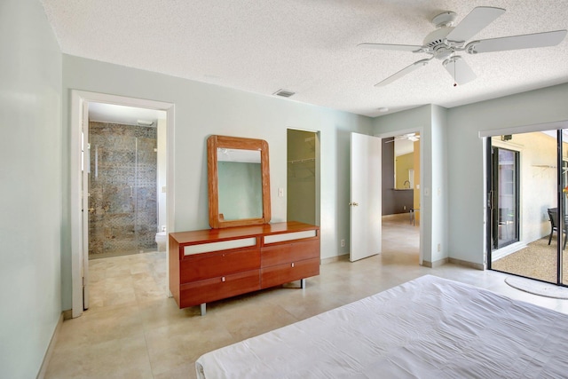 1541 SW 102nd Ter, Davie, FL 33324 - bedroom with baseboards, a textured ceiling, ceiling fan, and light tile patterned floors