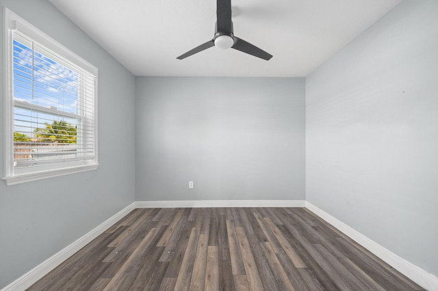 412 SW Dailey Ave, Port Saint Lucie, FL 34953 - spare room featuring wood finished floors, baseboards, and ceiling fan