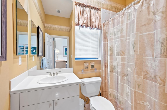 7731 Blue Heron Way, West Palm Beach, FL 33412 - bathroom with vanity, toilet, and curtained shower