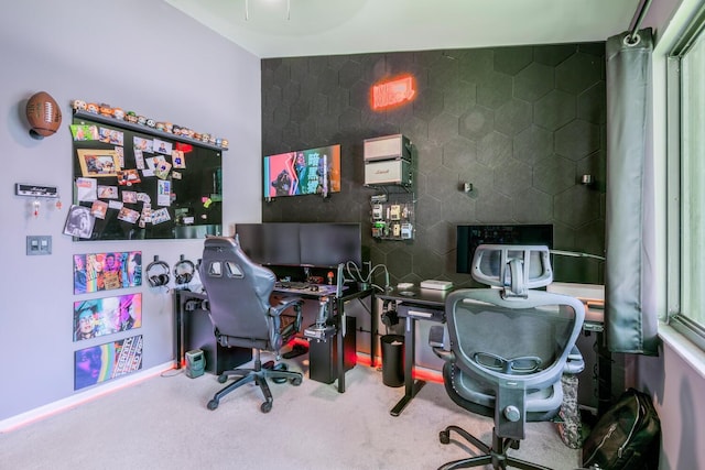 office area with carpet flooring