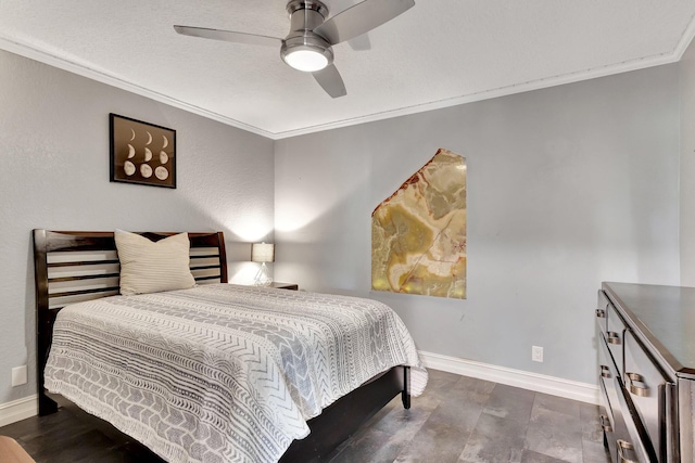 16888 W Downers Dr W, The Acreage, FL 33470 - bedroom featuring crown molding, wood finished floors, baseboards, and a ceiling fan