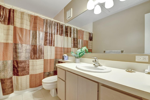 5201 Wheatley Ct, Boynton Beach, FL 33436 - full bathroom featuring tile patterned flooring, toilet, vanity, and a shower with shower curtain