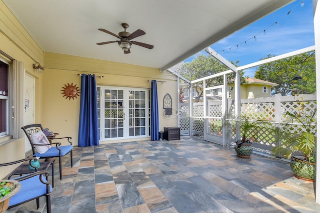 5201 Wheatley Ct, Boynton Beach, FL 33436 - view of patio / terrace with ceiling fan and fence