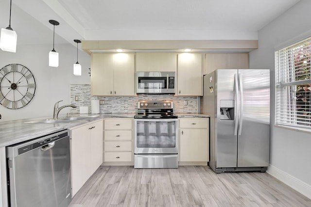 5201 Wheatley Ct, Boynton Beach, FL 33436 - kitchen featuring appliances with stainless steel finishes, a sink, cream cabinetry, and light countertops
