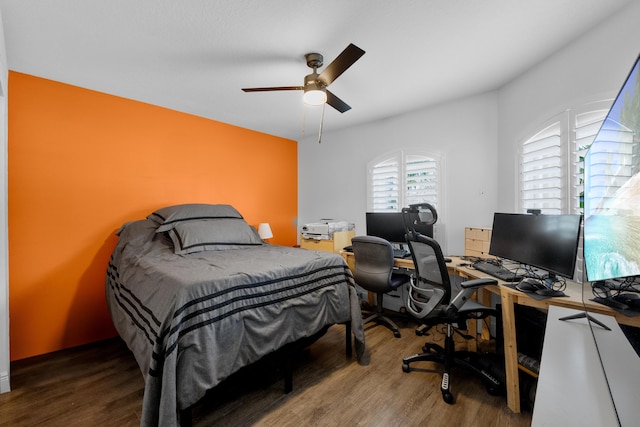 22831 Royal Crown Ter, Boca Raton, FL 33433 - bedroom featuring wood finished floors, an office area, and ceiling fan