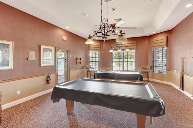 22831 Royal Crown Ter, Boca Raton, FL 33433 - game room featuring billiards table, recessed lighting, carpet floors, and baseboards